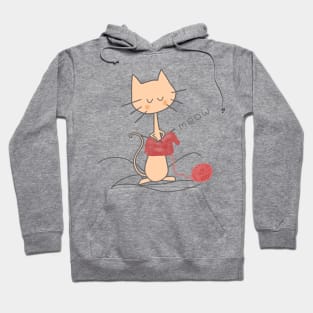 Orange Knitting Cat - White Hoodie